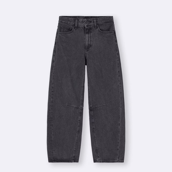 GU barrel leg jeans 08 dark gray size xs - Picture 2 of 5